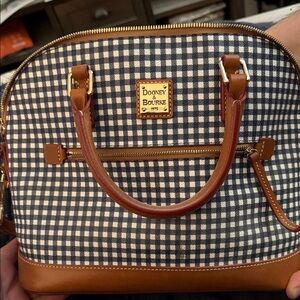 Dooney & Bourke Navy and Tan Checkered Satchel